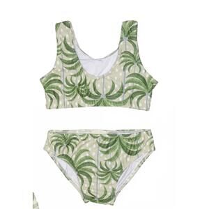 NEW PLANET SEA girl's 2 piece ribbed bikini in palms